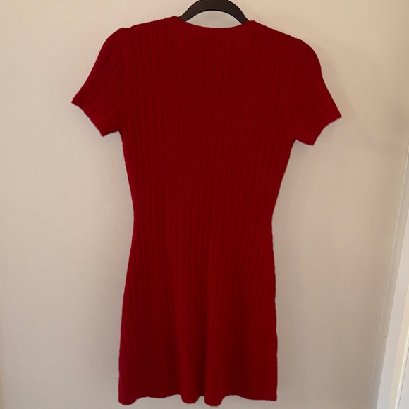 Theory Red Ribbed Mini Dress - Picture 4 of 4